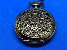 Load image into Gallery viewer, Unbranded Mens Bronze Tone Half Hunter Skeleton Hand-Wind Pocket Watch Hours