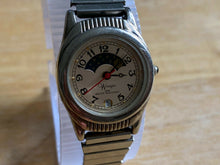 Load image into Gallery viewer, Vintage Wrangler Lady Silver Moon Phase Leather Quartz Watch Hours~Date~New Batt