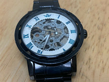 Load image into Gallery viewer, Sewor Mens Black Skeleton Roman Hand-Wind Mechanical Wind Analog Watch Hours