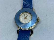 Load image into Gallery viewer, Vintage Timex Lady Aluminum Blue Leather White Hand-Wind Mechanical Watch Hours