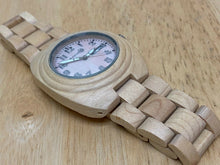 Load image into Gallery viewer, Unused Earth Men Light Solid Wood Analog Quartz Watch Hours~Day Date~New Battery