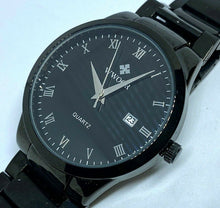 Load image into Gallery viewer, Unused WWOOR Men All Black Roman Dial Analog Quartz Watch Hours~Date~New Battery