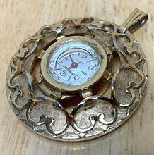 Load image into Gallery viewer, VTG LA MARQUE Swiss Lady Gold Tone Hand-Wind Necklace Pendant Pocket Watch Hours