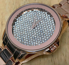 Load image into Gallery viewer, Unused ORTZ Mens Rose Gold Tone Rhinestone Analog Quartz Watch Hours~New Battery