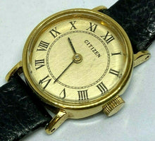 Load image into Gallery viewer, Vintage Citizen Japan Lady Gold Tone Leather Hand-Wind Mechanical Watch Hours