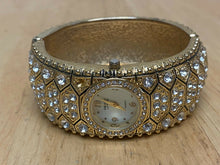 Load image into Gallery viewer, Embassy Gruen Lady Gold Tone Rhinestone Cuff Bangle Quartz Watch Hour~New Batter