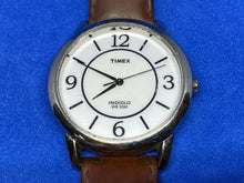 Load image into Gallery viewer, Timex Indiglo Mens 30m Silver Tone Leather Analog Quartz Watch Hours~New Battery