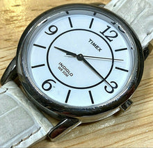 Load image into Gallery viewer, Timex Indiglo Men 30m Silver White Leather Analog Quartz Watch Hours~New Battery