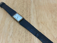 Load image into Gallery viewer, VTG Caravelle Bulova Rectangle Gold Tone Leather Hand-Wind Mechanical Watch Hour