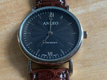 Load image into Gallery viewer, ANLEO Mens 30m Silver Black Textured Dial Analog Quartz Watch Hours~New Battery