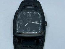 Load image into Gallery viewer, ESPRIT Men Lady Wide Leather Black Steel Barrel Analog Quartz Watch Hour~New Bat