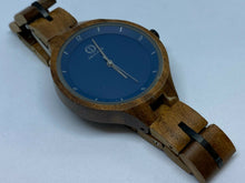 Load image into Gallery viewer, Dealenb Lady Dark Brown Solid Wood Blue Dial Analog Quartz Watch Hour~New Batter