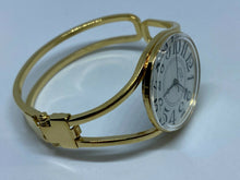 Load image into Gallery viewer, Anne Klein II Lady Gold Tone White Cuff Bangle Analog Quartz Watch Hour~New Batt