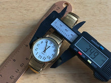 Load image into Gallery viewer, Timex Indiglo Mens 30m Gold-White Stretch Analog Quartz Watch Hours~New Battery