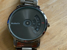 Load image into Gallery viewer, Unused WoMaGe Mens Jump Hour Silver Black Analog Quartz Watch Hours~New Battery