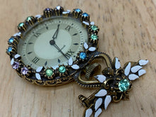 Load image into Gallery viewer, VTG Ingraham Lady Gold Tone Fancy Dial Hand-Wind Mechanical Brooch Watch Hours