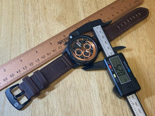 Load image into Gallery viewer, Unused Kademan Mens 30m Gun Metal Leather Analog Quartz Watch Hours~New Battery