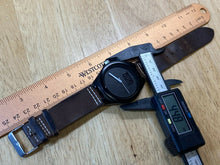 Load image into Gallery viewer, Luno Mens Dark Brown Solid Wood Leather Analog Quartz Watch Hours~New Battery