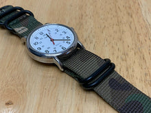 Load image into Gallery viewer, Timex Weekender Men Silver White Military Green Band Quartz Watch Hours~New Batt