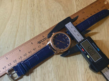 Load image into Gallery viewer, Unused CG Mens Rose Gold Blue Dial Leather Analog Quartz Watch Hours~New Battery