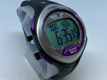 Load image into Gallery viewer, Timex Ironman Indiglo Lady Purple Silver Digital Alarm Chrono Watch Hour~New Bat