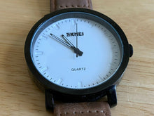 Load image into Gallery viewer, SKMEI Mens 30m Black White Leather Band Analog Quartz Watch Hours~New Battery