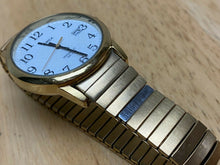 Load image into Gallery viewer, Timex Indiglo Men 30m Gold-White Stretch Analog Quartz Watch Hours~Date~New Batt