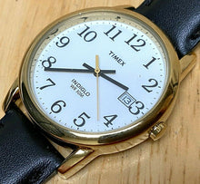 Load image into Gallery viewer, Timex Indiglo Men 30m Gold-White Leather Analog Quartz Watch Hours~Date~New Batt