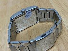 Load image into Gallery viewer, GUESS Steel Men Silver Black Rectangle Analog Quartz Watch Hour~Day Date~New Bat