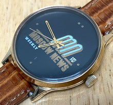 Load image into Gallery viewer, Vintage Moscow News Men Gold Tone HADLEY Leather Hand-Wind Mechanical Watch Hour