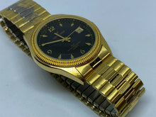 Load image into Gallery viewer, Waltham Mens 30m Gold Tone Black Dial Analog Quartz Watch Hours~Date~New Battery