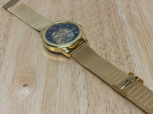 Load image into Gallery viewer, LEI YI Mens Skeleton Gold Tone Mesh Band Roman Automatic Self-Wind Watch hours