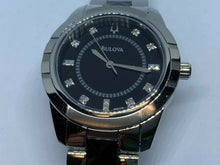 Load image into Gallery viewer, Unused Bulova 98P136 Men 8 Real Diamonds Silver Black Quartz Watch Hour~New Batt