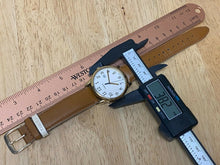 Load image into Gallery viewer, Timex Indiglo Mens Gold Tone Beige Leather Analog Quartz Watch Hours~New Battery