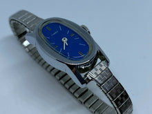 Load image into Gallery viewer, Vintage Timex Lady Silver Blue Stretch Band Hand-Wind Mechanical Watch Hours