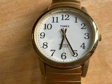 Load image into Gallery viewer, Timex Indiglo Mens 30m Gold-White Stretch Analog Quartz Watch Hours~New Battery
