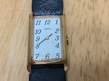 Load image into Gallery viewer, VTG Caravelle Bulova Rectangle Gold Tone Leather Hand-Wind Mechanical Watch Hour