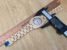 Load image into Gallery viewer, Unused Earth Men Light Solid Wood Analog Quartz Watch Hours~Day Date~New Battery
