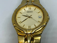 Load image into Gallery viewer, Seiko 7N42-6C10 Mens Gold Tone Steel Analog Quartz Watch Hours~Date~New Battery