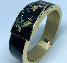 Load image into Gallery viewer, VTG Caran Lady Enamel Art Aluminum Cuff Swiss Hand-Wind Mechanical Watch Hours