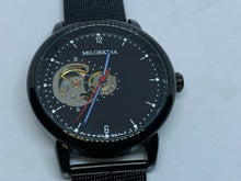 Load image into Gallery viewer, Clean MG. Orkina Men Black Skeleton Mesh Band Self-Wind Automatic Watch Hours