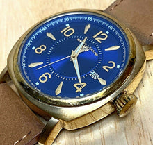 Load image into Gallery viewer, Swiss Legend Mens Gold Tone Blue Dial Analog Quartz Watch Hours~Date~New Battery