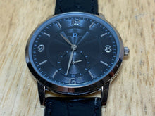 Load image into Gallery viewer, D Logo Men Small Seconds Silver Black Leather Analog Quartz Watch Hours~New Batt