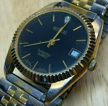 Load image into Gallery viewer, Vintage Benrus Men Fluted Bezel Diamond Analog Quartz Watch Hour~Date~New Batter