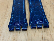 Load image into Gallery viewer, Original NEW Swatch Blue Genuine Leather Silver Hook Watch Strap Band~20 mm MAX