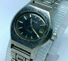 Load image into Gallery viewer, Vintage McKinley Lady Silver Black Oval Hand-Wind Mechanical Watch Hours~Date