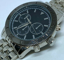 Load image into Gallery viewer, Unused Stylish Japan Movt Men Silver Black Analog Quartz Watch Hours~New Battery