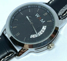 Load image into Gallery viewer, WAM Mens Silver Black Textured Dial Analog Quartz Watch Hours~Date~New Battery