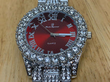 Load image into Gallery viewer, Charles Raymond Men Bling Rhinestone Red Dial Analog Quartz Watch Hours~New Batt