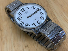 Load image into Gallery viewer, Vintage Timex Mens Silver White Large Numbers Analog Quartz Watch Hours~New Batt